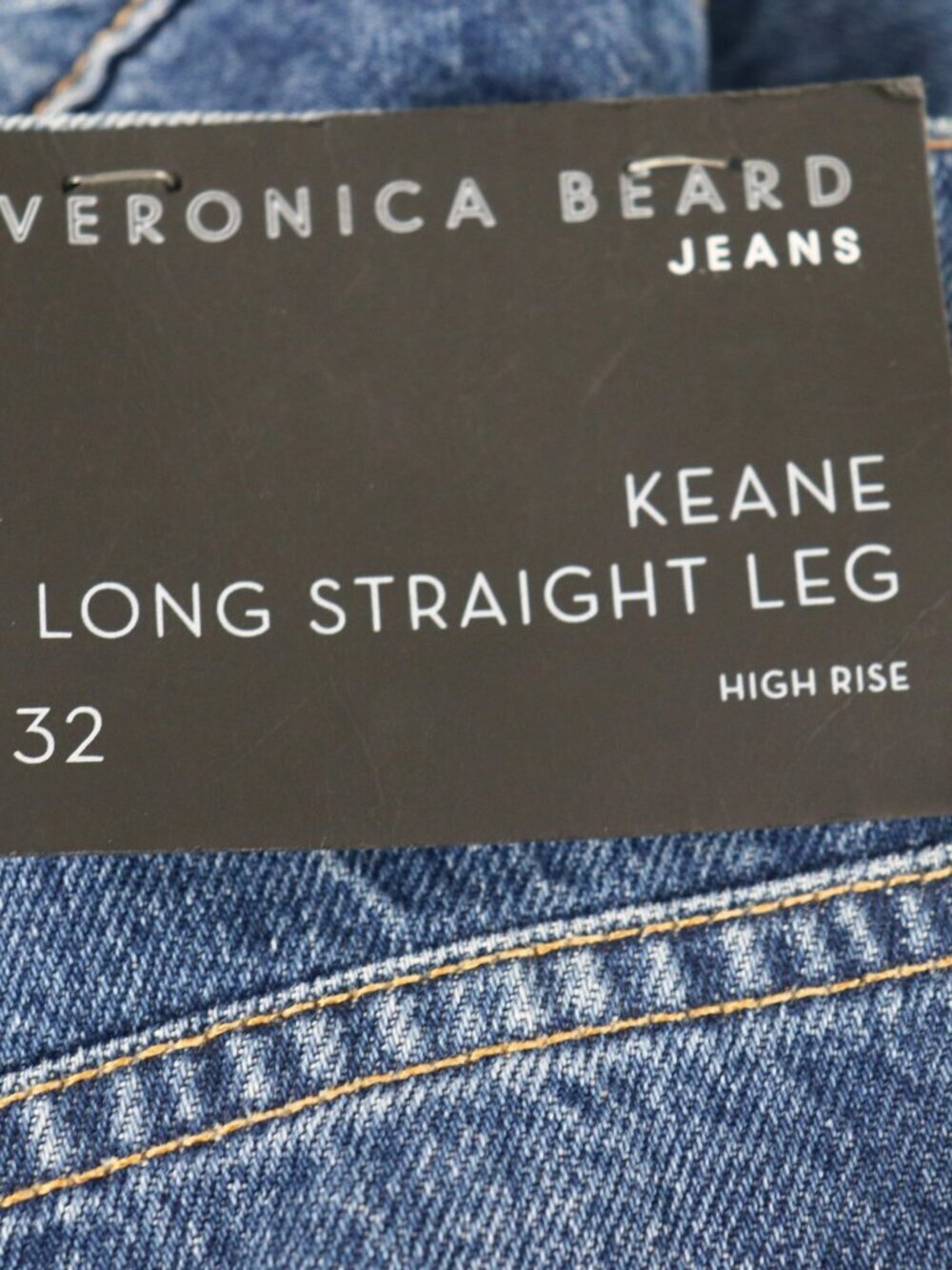 NWT Veronica Beard Keane High Rise Long Straight Leg Jeans Blue 32 Front Slit - Picture 2 of 15